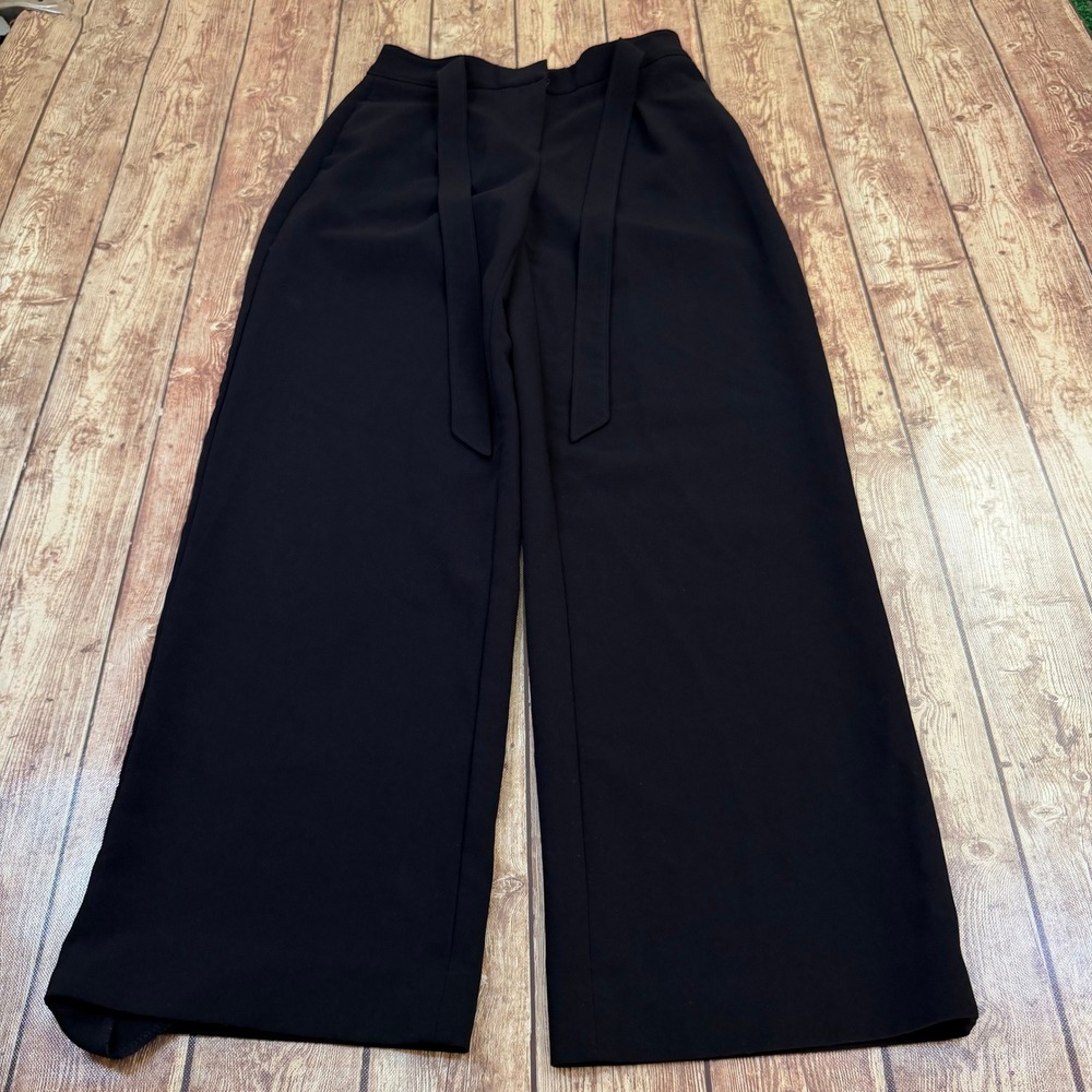 White House Black Market The Wide Leg Pants Womens 2 Petite Black Sash Tie